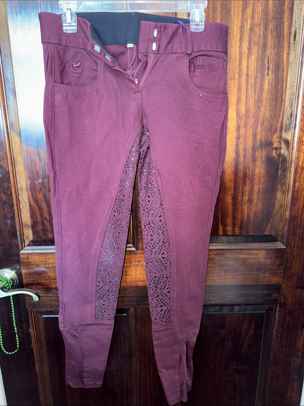 32R Smartpak Piper Knit Breeches Full Seat Silicone Burgundy